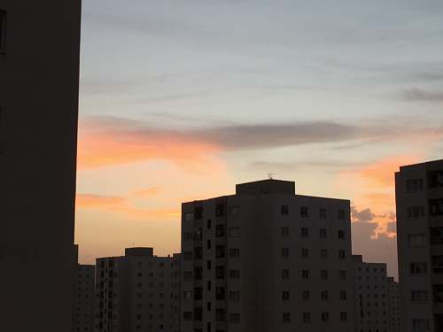 outdoors orange sky over city skyline at dusk dawn