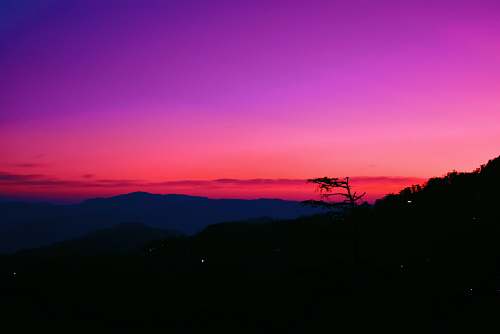 outdoors silhouette of mountain dawn