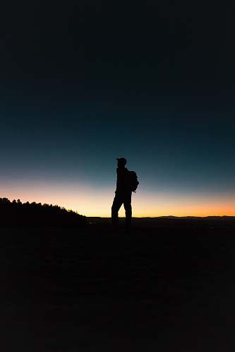 person man with backpack in silhouette human