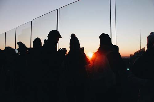 human people gathering beside glass fence nature