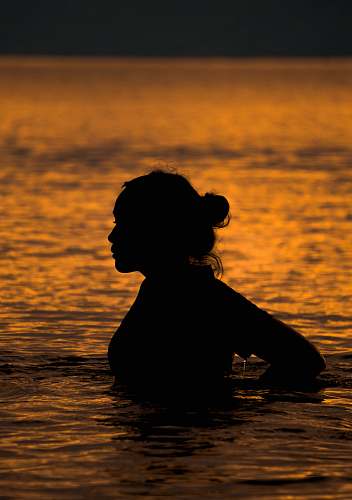 silhouette woman in water human