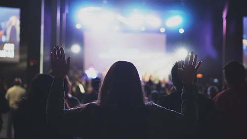 church woman raining two hands music