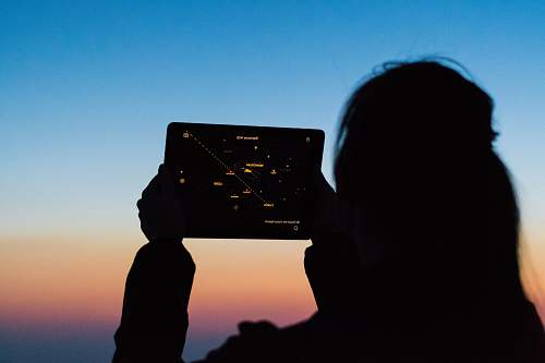 human woman using tablet computer people