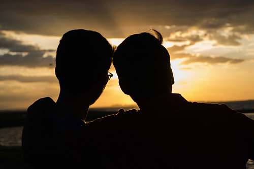nature back view of couple silhouette during golden hour outdoors