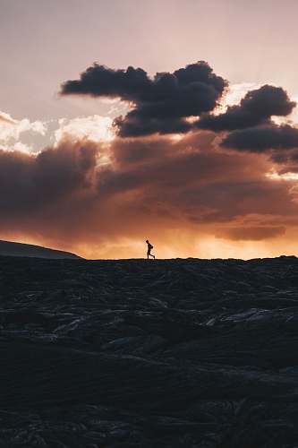 sky landscape photo of person walking on horizon cloud