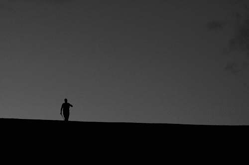 human man's silhouette black-and-white