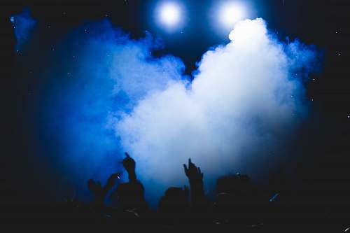 blue people and smoke photo evening