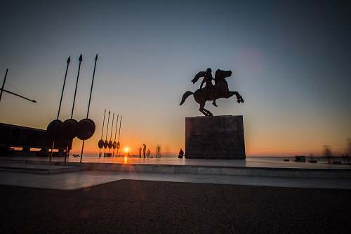 nature person riding horse statue outdoors