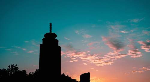 nature silhouette of building at sunset outdoors