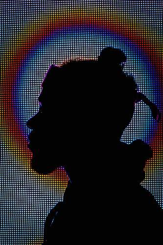 colors silhouette of man facing right digital