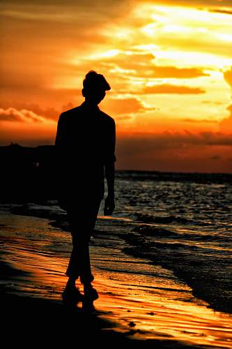 person silhouette of man on shore human