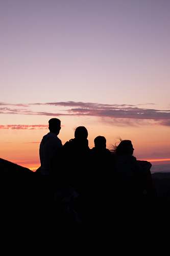 nature silhouette of people on hill outdoors