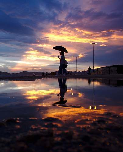 human silhouette photo of woman holding umbrella person