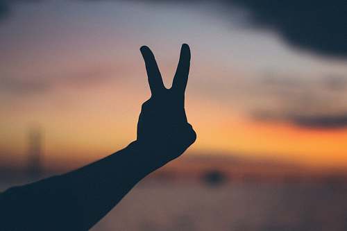 peace silhouette photography of right person's hand doing peace hand gesture mackinac island