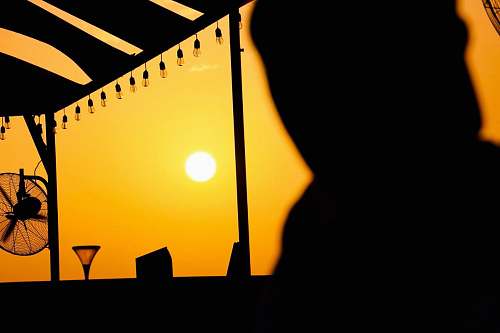 lighting wall fan on post during golden hour lamp