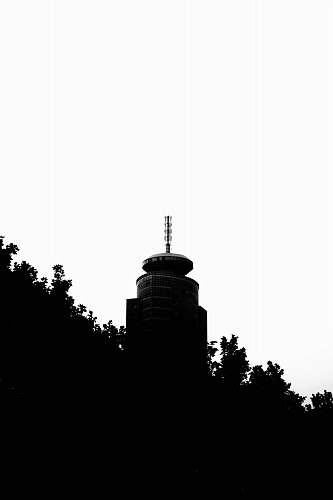 nature watchtower illustration black-and-white