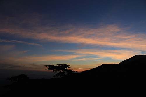 sunset silhouette of mountain peak silhouette