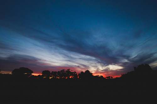 sky silhouette of trees during orange sunset sunrise