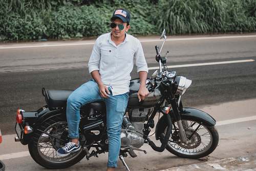 person black standard motorcycle people