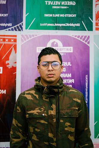 people man in multicolored camouflage pullover person