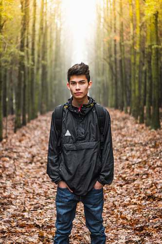 people man wearing black quarter-zip windbreaker person