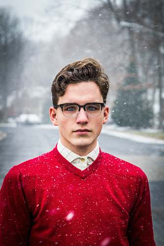 person man wearing red sweater people