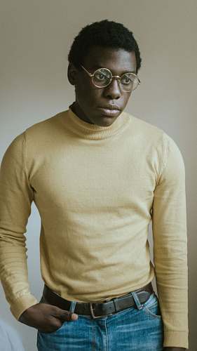 people man wearing yellow sweater person