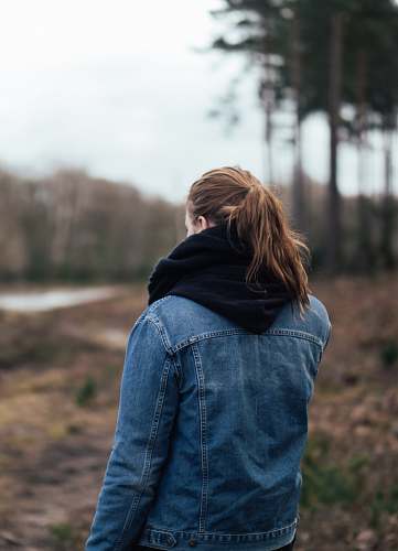 people woman in blue denim jacket denim
