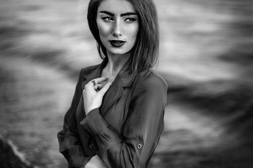 people woman in button-up sport shirt sketch black-and-white