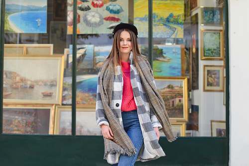 people woman in gray and white cardigan person