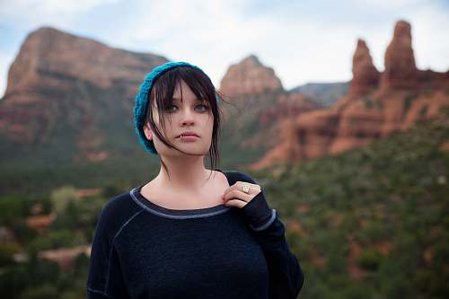 people woman taking selfie in canyon person