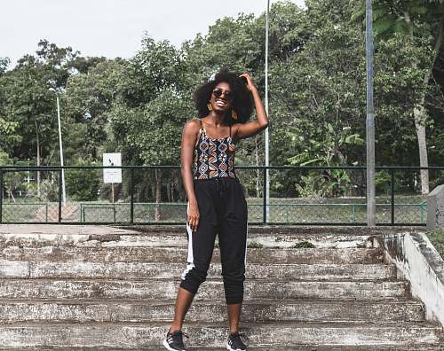 people woman's black track pants person