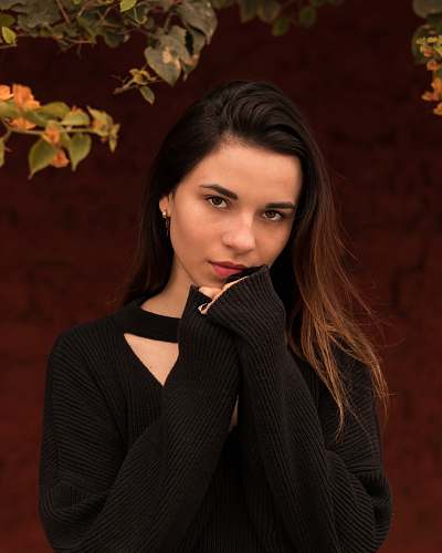 people women's black cardigan person