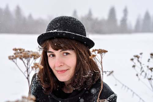 people women's black fedora hat person