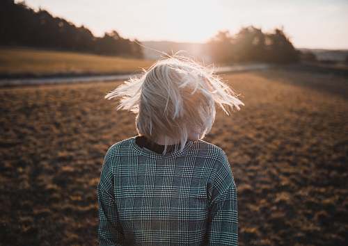 human gray hair person waving hair woman