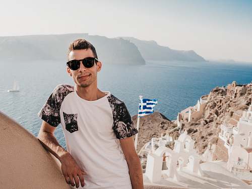 person man leaning on mountain human