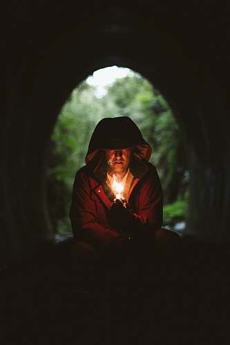 person man wearing red jacket human