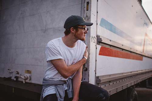 human man wearing white crew-neck t-shirt person