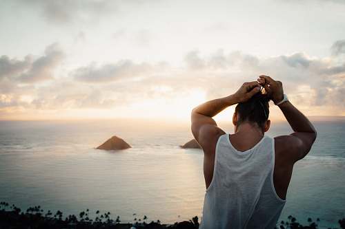 human men's white tank top person