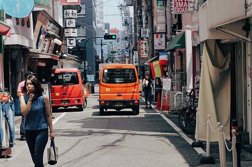 person orange truck human