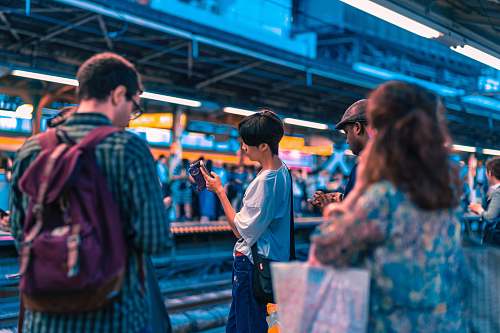 human people waiting train at daytime person