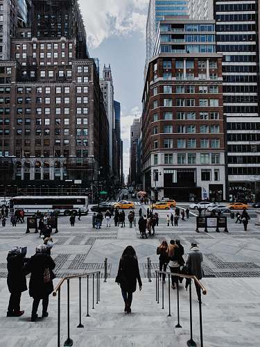 human people waking on concrete staircase person
