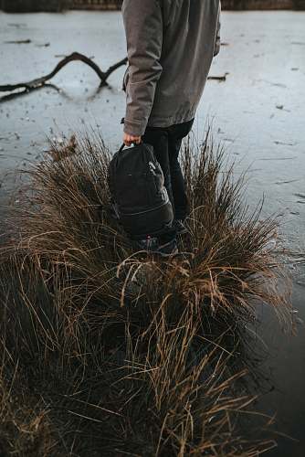human person carrying black backpack person