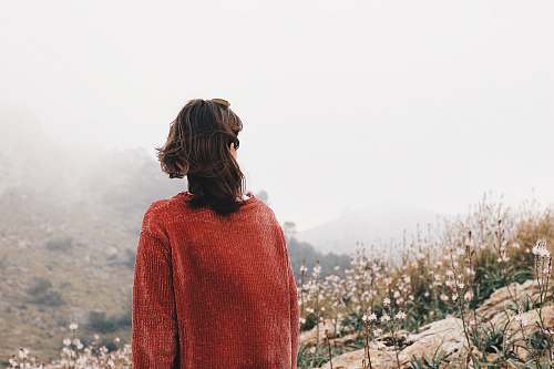 person person facing white flower fields human