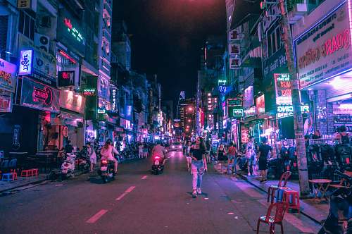 human several people in street during nighttime person