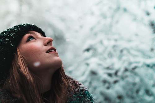 person woman looking up human