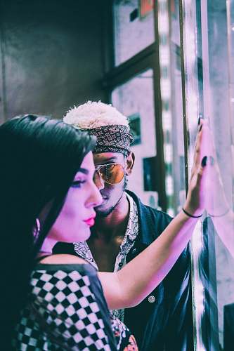 people man and woman near clear glass window human