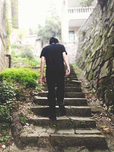 people man walking on stairs human