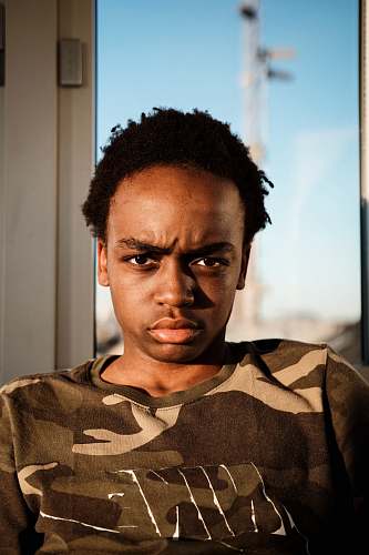 people man wearing Nike camouflage t-shirt human