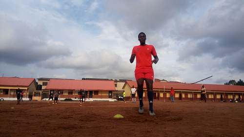 human man wearing orange t-shirt people